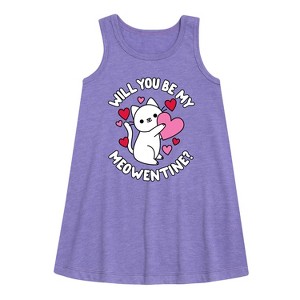 - Instant Message - Valentine's Day Be My Meowentine Graphic Sleeveless Aline Dress - 1 of 3