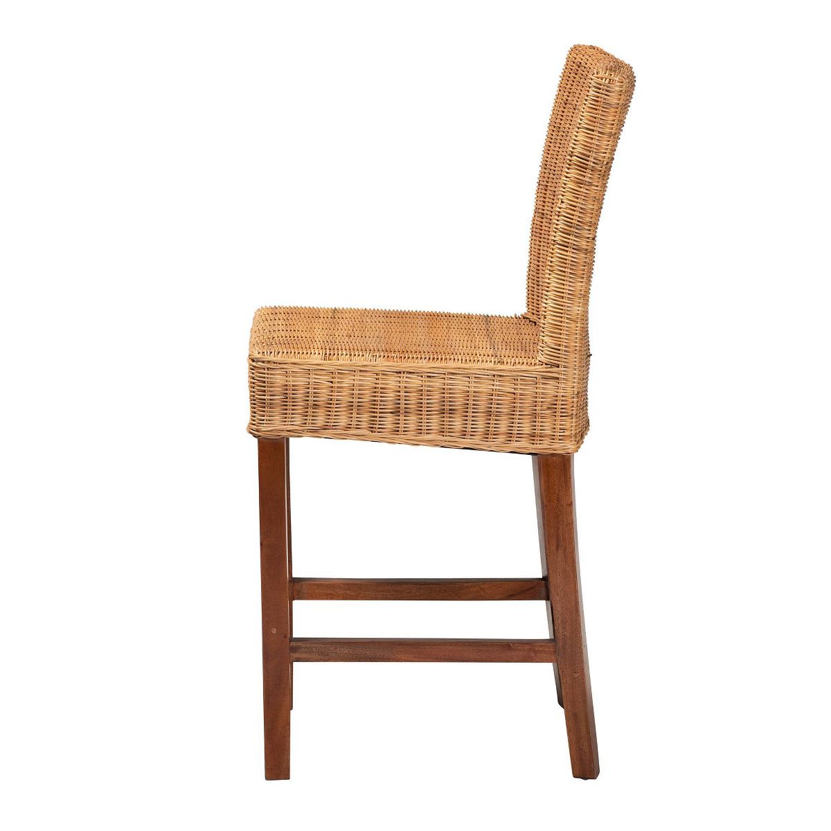 Racquel Natural Rattan and Mahogany Wood Counter Height Barstool Walnut Brown - bali & pari - thumbnail 4