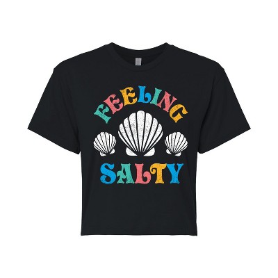 Women's - Instant Message - Feeling Salty Shells Cropped Graphic T-Shirt