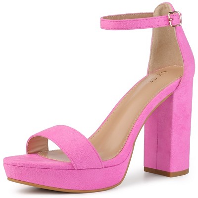 Allegra K Women's Open Toe Ankle Strap Platform Chunky Heels Sandals