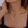 14K Gold Silver Plated Layered Necklace CZ Circle Cuban Chain Waterproof Gift Silver-Double Circle - 2 of 4