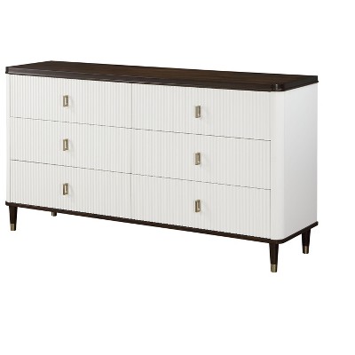 Carena White & Walnut Finish Dresser with Jewerly Tray