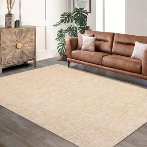 Washable Rugs for Living Room Modern Solid Area Rug Non-Slip Low Pile Bedroom Rug Soft Foldable Rug - 1 of 4
