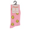 Women's Hot Pink Color With Yellow Smiley Face Novelty Socks - 3 of 3