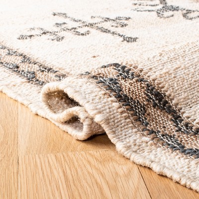 Handmade Ivory and Black Wool Flat Woven Area Rug, 3' x 5'