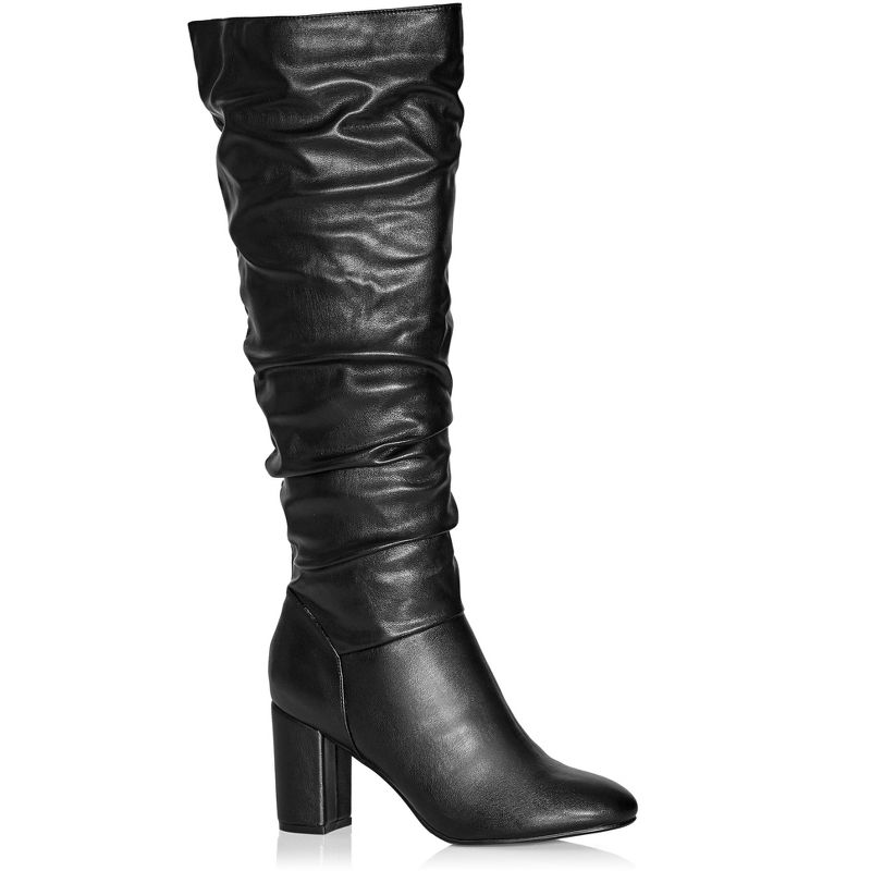 Women's Wide Fit Petra Sleek Knee Boot - black | CITY CHIC, 1 of 6