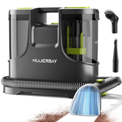 MUJERBAY 15Kpa Portable carpet cleaner machine, Easy Move with Handle, 1.5-inch Deep Cleaning Machine for Couch, Stairs, Car and Pet Messes. green