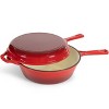 Bruntmor 2-in-1 Red Pre-seasoned Cast Iron Dutch Oven and Skillet Set, 3 Quarts, Oven and Dishwasher Safe - image 3 of 3