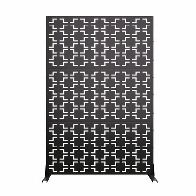 Lirago Metal Outdoor Privacy Screen Freestanding Patio Decorative Screens - 72"x47", Black