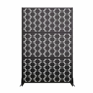 Lirago Metal Outdoor Privacy Screen Freestanding Patio Decorative Screens-72"x47" Black - 1 of 4