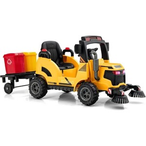 Costway Ride on Car 12V 2 in 1 Kids Street Sweeper Truck Electric Vehicle with Remote Control - 1 of 4