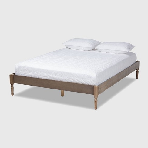 Full Colette French Bohemian Wood Platform Bed Frame Weathered