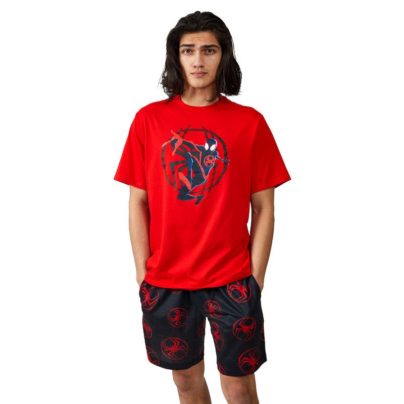 Spider-Man Into The Spider-Verse Miles Morales Men's 2-Pair T-shirt & Lounge Shorts Sleep Set, 2 of 7
