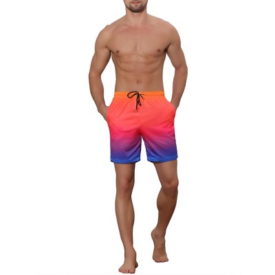 Lars Amadeus Men's Color Block Drawstring Swim Surfing Beach Board Shorts Orange 28 — фото 2