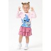 Disney Frozen Elsa Stitch Princess Minnie Toddler Girl 2 Piece Outfit Puff Sleeve Shirt&Sparkle Skirt Set Birthday Dress - 4 of 4