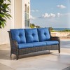 POCASSY 74" Wide Outdoor Wicker Patio Sofa with Cushions, All Weather Wicker Furniture Sofa 3 Seater Couch for Porch, Deck, Balcony - 3 of 4