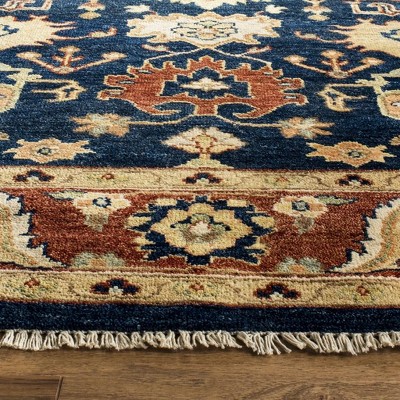 Heriz Navy and Rust Hand-Knotted Wool 6' x 9' Area Rug