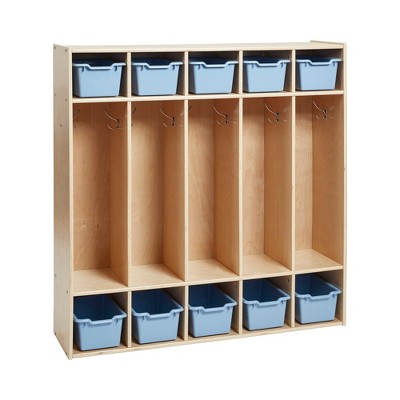 ECR4Kids Streamline 5-Section Coat Locker with Scoop Front Storage Bins
