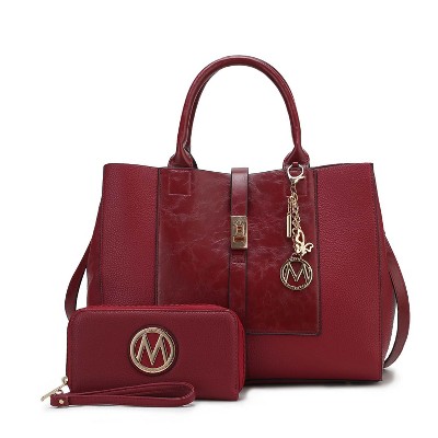 MKF Collection Yola Women’s Satchel Vegan Leather Bag and Wallet by Mia K- 2PCS Set