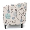 Gulches CLUB Chair Cozy Tub Design Fabric Accent Chair with Birch Wood Legs, Refined Upholstery, 29"W x 30.25"D x 29.5"H, White and Blue - 4 of 4