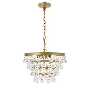 Elegant Brass and Glass 5-Light Pendant Chandelier
