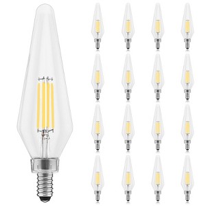 Luxrite E12 Candelabra LED Light Bulbs 4.5W=60W Equivalent, 5000K Bright White, Dimmable 500 Lumens, HX10.5 Glass, UL Certified 16 Pack - 1 of 4