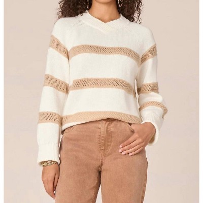 Women's Raglan Sleeve Novelty Stitch Strope Sweater - Democracy