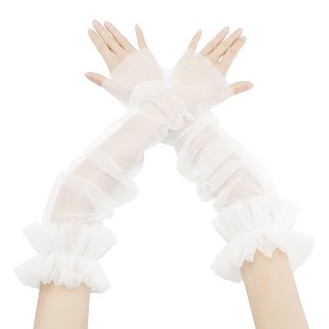INSPIRE CHIC Women's Sheer Tulle Fluffy Fingerless Gloves 1 Pair - 1 of 4