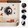 Halloween Owl Wreath, 20 Inch Halloween Door Wreath with Lights, Halloween Wreath with Natural Vines and Black Artificial Roses for Porch Walls - 3 of 4