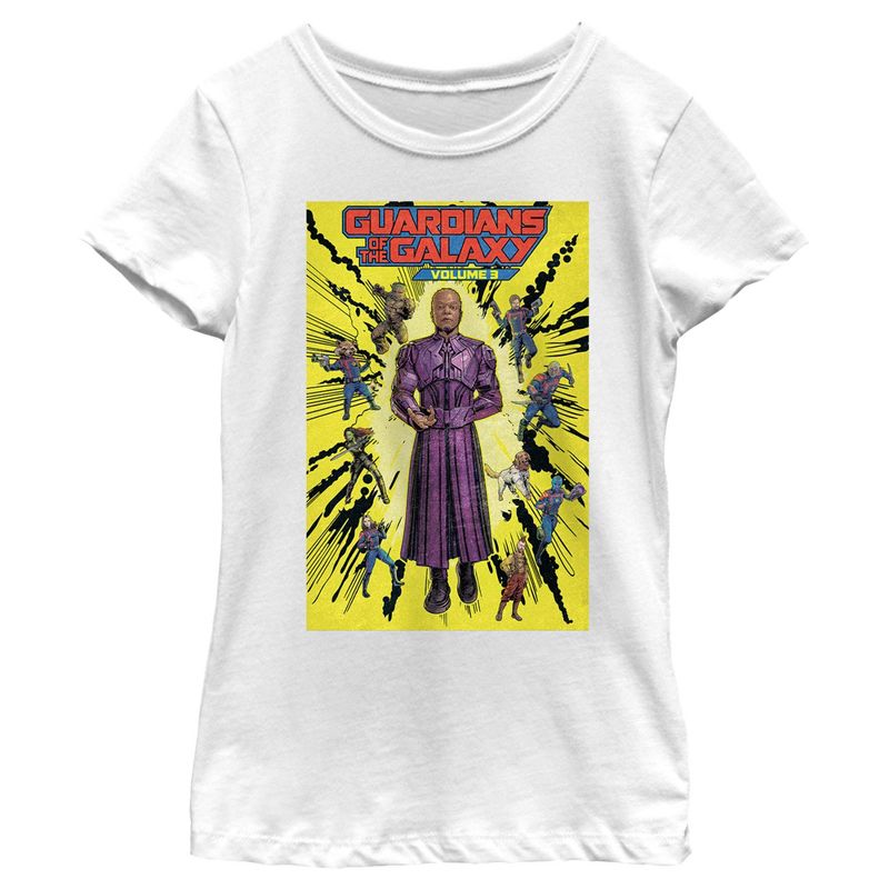 Girl's Guardians of the Galaxy Vol. 3 High Evolutionary Group Comic Book Poster T-Shirt, 1 of 5