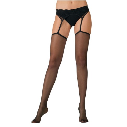 Lechery Women's Sheer Lace Suspender Crotchless Tights (1 Pair) : Target