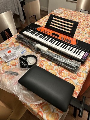 RockJam 61-Key Black Electronic Keyboard Piano with Sheet Music Rest, Piano  Note Stickers & Lessons