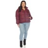 Plus Size Full Front Zip Hooded Bomber Puffer Coat  - White Mark - 4 of 4