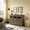 ORRD 3-Door Buffet Cabinet with Glass Doors, Gray Wash Sideboard with Adjustable Shelves for Dining Room, Wine Bar Coffee Station - 3 of 4