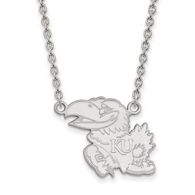 Black Bow Jewelry 10k White Gold Kansas Jayhawks NCAA Necklace 18 Inch
