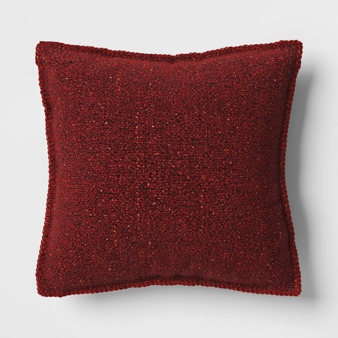 Marled Boucle Square Throw Pillow Burgundy Threshold Target