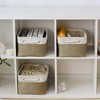 Aoibox Collapsible Fabric Storage Bins with Handles for Shelves 14x10x7 Inch Medium White Khaki 3 Pack Organizer Box - 2 of 4
