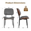 Modern Dining Chairs Set 2 Solid Wood Backrest Upholstered Pu Leather Dining Chairs - 2 of 4
