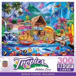 MasterPieces 300 Piece EZ Grip Jigsaw Puzzle - Hidden Cove Tropical Beach Scene - 1 of 4