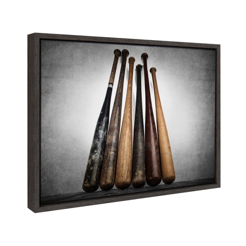 18&#34; x 24&#34; Sylvie Baseball Bats Framed Canvas by Shawn St. Peter Gray - DesignOvation, 3 of 10