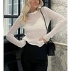Womens Tops Long Sleeve Ribbed Round Neck Breathable Summer Spring Top Blouse - 2 of 2