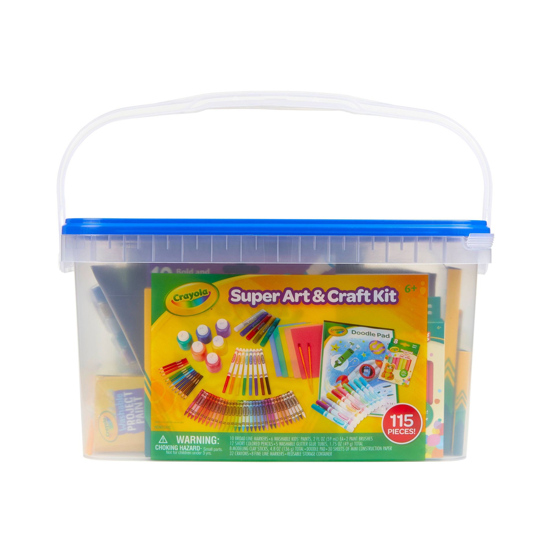 Crayola 115pc Kids' Super Art and Craft Kit: Drawing & Coloring Set, Washable Markers, Paint, Clay, Christmas Gift
