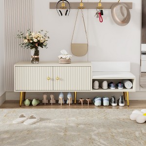 Modern Storage Bench, with Drawers & Removable Cushion, Shoe Bench, for Bedside, Living Room, Entryway, Multiple Design Styles & Color Combinations - 1 of 4
