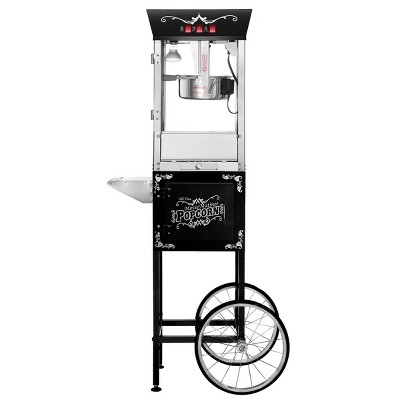 8 Ounce Antique Style Popcorn Machine - Electric Countertop Popcorn Maker Cart (Black)