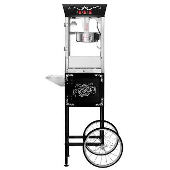Great Northern Popcorn 8 oz. Matinee Antique Style Popcorn Machine - Electric Popcorn Maker Cart - Black