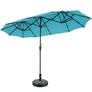 Ainfox 13ft Outdoor Patio Umbrella with Solar Lights and Decorative Pattern Umbrella Base - 1 of 4