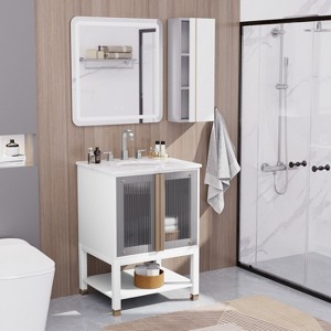 Hyleory Bathroom Storage Vanity,Bathroom Cabinets Freestanding with 2 Doors for Bathroom Floor Cabinet,Restroom Cabinet, Storage Cabinet(Assembled) - 1 of 4