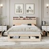 VECELO Full/Queen Size Bed Frame, Upholstered Platform Bed with Headboard & Charging Station, Heavy Duty Metal Slats, Beige - 4 of 4