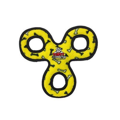 Tuffy Junior 3-Way Bone Print Tug Dog Toy - Yellow - S/M