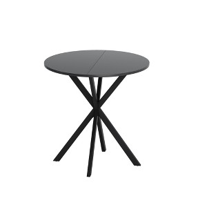 NicBex Modern Round Dining Table with Two Piece Removable Top and Cross Leg,Off-White/Black/White - 1 of 4